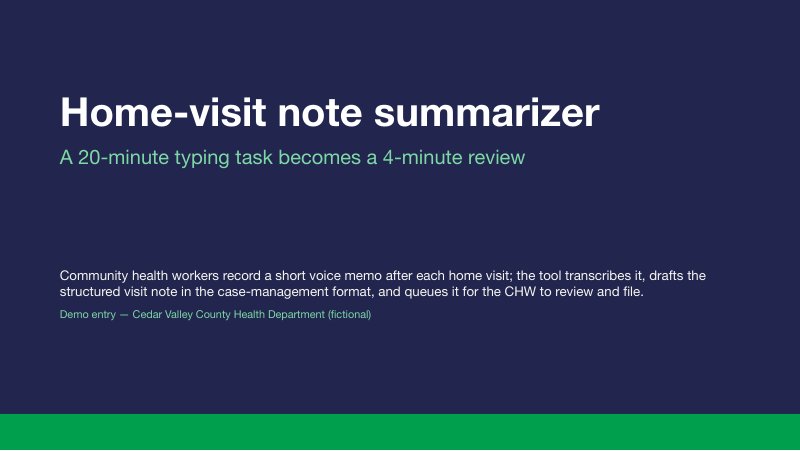 Home-visit note summarizer for community health workers